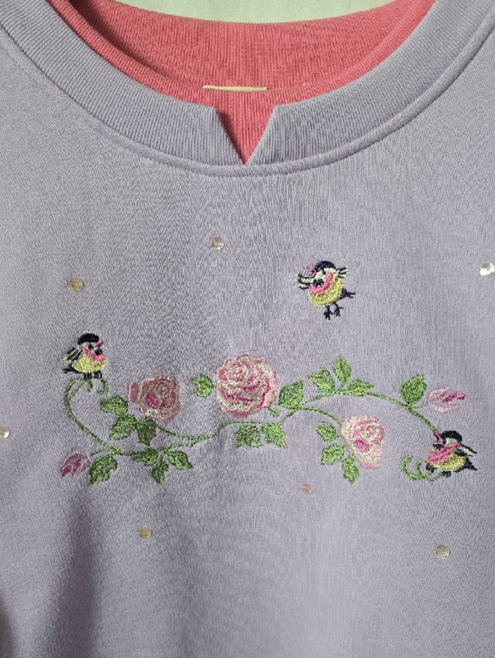 CC Hughes Vintage Embroidered Floral Crewneck Sweatshirt Grandma Granny Medium